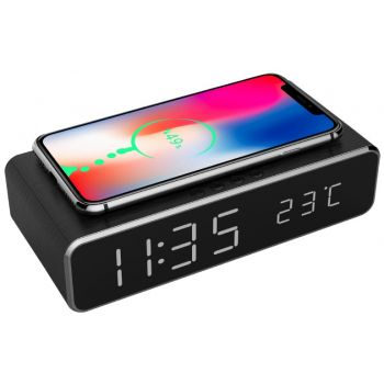 Дигитален часовник GEMBIRD Digital alarm clock with wireless charging  function