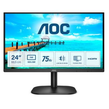 Монитор AOC 24B2XHM2 23.8" VA Panel, WLED, 1920x1080, 4ms, 250cd/m2, 3000:1, 75Hz, HDMI, VGA