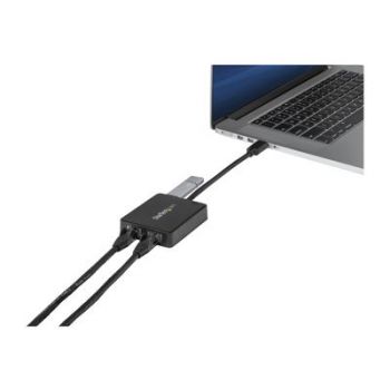 Адаптер USB 3.0 to Dual Port Gigabit Ethernet Adapter w/ USB Port - 10/100/100 - USB Gigabit LAN Network NIC Adapter (USB32000SPT) - network adapter - USB 3.0
