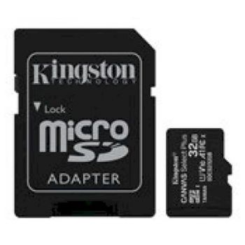Карта памет Kingston Canvas Select Plus - flash memory card - 32 GB - microSDHC UHS-I