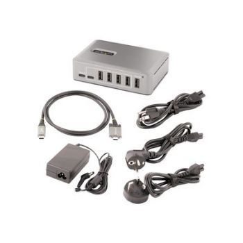 USB хъб 10-Port USB-C Hub, 8x USB-A + 2x USB-C, Self-Powered w/ 65W Power Supply, USB 3.1 10Gbps Hub w/ BC1.2 Charging, Desktop/Laptop USB Hub with 3ft