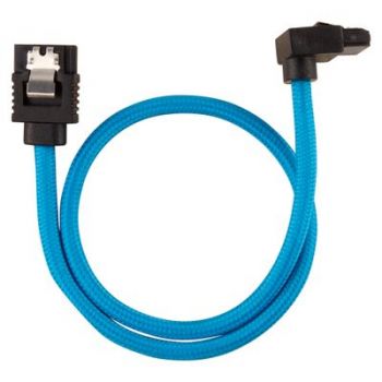 Аксесоар CORSAIR Premium sleeved SATA cable with 90° connector 2-pack - Blue