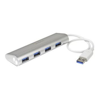 USB хъб 4 Port Portable USB 3.0 Hub with Built-in Cable - Aluminum and Compact USB Hub (ST43004UA) - hub - 4 ports