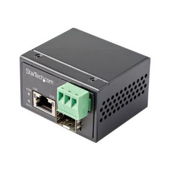 Мрежово устройство PoE+ Industrial Fiber to Ethernet Media Converter 30W, SFP to RJ45, Singlemode/Multimode Fiber Optic to Copper Gigabit Ethernet,