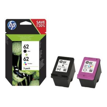 Консуматив за принтер HP 62 Twin Pack - 2-pack - black, dye-based tricolor - original - ink cartridge