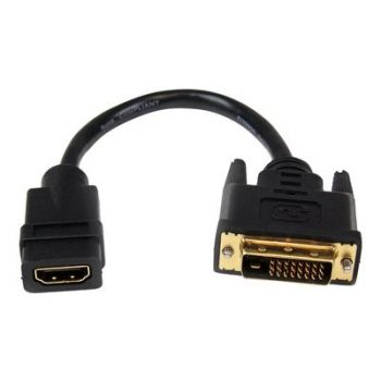 Адаптер 8in HDMI to DVI-D Video Cable Adapter - HDMI Female to DVI Male - HDMI to DVI Dongle Adapter Cable (HDDVIFM8IN) - video adapter - HDMI / DVI - 20.32