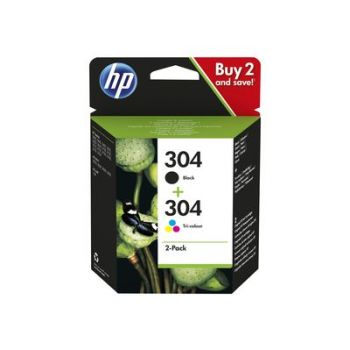 Консуматив за принтер HP 304 Combo Pack - 2-pack - black, dye-based tricolor - original - ink cartridge