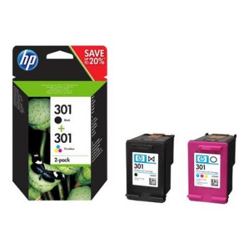 Консуматив за принтер HP 301 - 2-pack - black, dye-based tricolor - original - ink cartridge