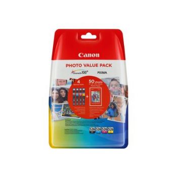 Консуматив за принтер Canon CLI-526 C/M/Y/BK Photo Value Pack - 4-pack - black, yellow, cyan, magenta - original - 50 sheet(s) - 100 x 150 mm - ink tank /