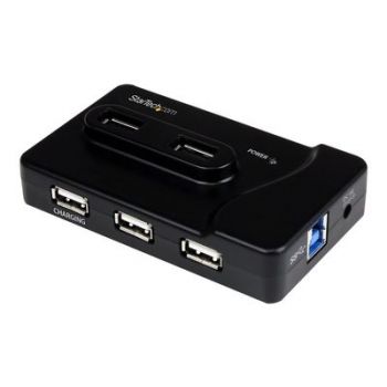 USB хъб 7 Port USB Hub - 2 x USB 3A, 4 x USB 2A, 1 x Dedicated Charging Port - Multi Port Powered USB Hub with 20W Power Adapter (ST7320USBC) - hub - 6 ports
