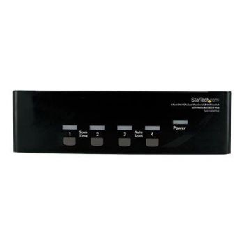 Мрежов комутатор 4 Port DVI VGA Dual Monitor KVM Switch USB with Audio and USB 2.0 Hub (SV431DDVDUA) - KVM / audio / USB switch - 4 ports