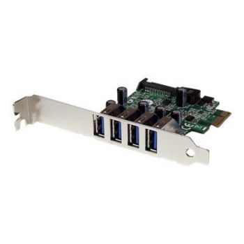 Адаптер 4-Port PCI Express SuperSpeed USB 3.0 Controller Card with UASP - USB 3.0 Expansion Card with SATA Power (PEXUSB3S4V) - USB adapter - PCIe - USB 3.0 x