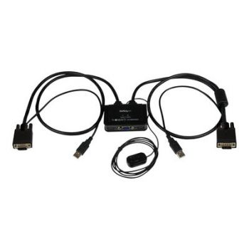 USB хъб 2 Port USB VGA Cable KVM Switch - USB Powered with Remote Switch - KVM with VGA - Dual Port VGA KVM Switch (SV211USB) - KVM switch - 2 ports