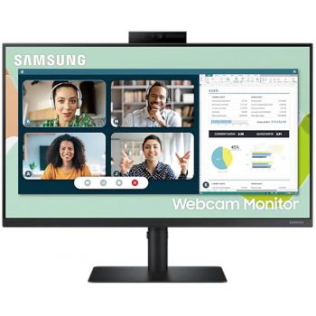 Монитор Samsung LS24A400VEUXEN 24", IPS панел, Камера 2MP, Full HD, 5ms, 5 000 000:1, 250cd/m2, DP, HDMI, VGA