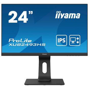 Монитор IIYAMA XUB2493HS-B4 23.8" IPS LED Panel, 1920x1080, 4ms, 250cd/m2, VGA, HDMI, DP, speakers, Height Adjustable Stand, Pivot, Swivel